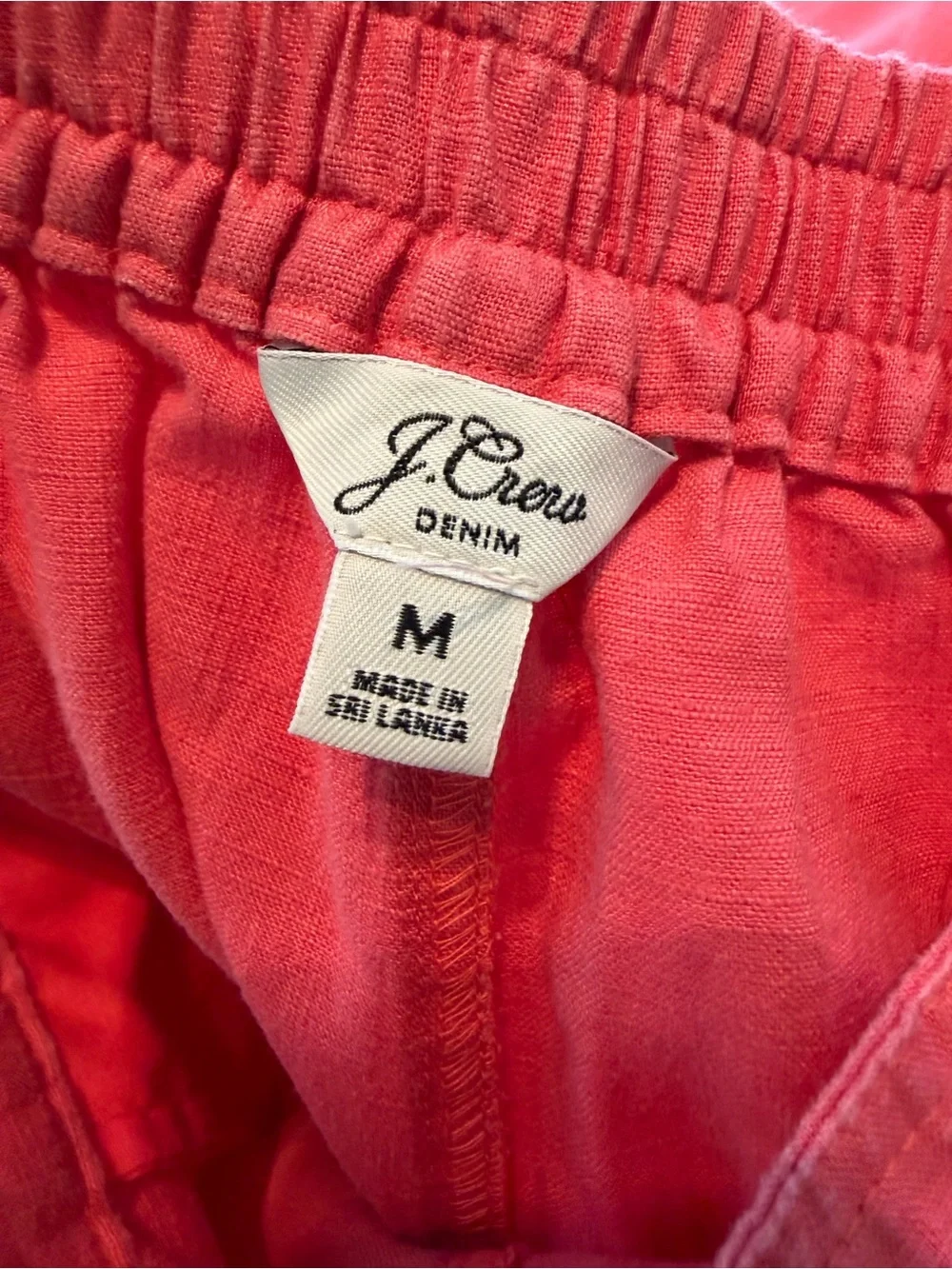 J.Crew Seaside Linen Blend Pants Medium Pink Coral Drawstring Beach Resort